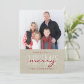 Rustic Linen Simple Merry Kerstfeestdag Feestdagenkaart (Staand voorkant)