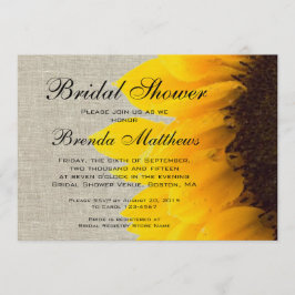 Rustic Linen Sunflower Bridal Shower Kaart