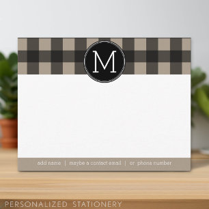 Rustic Linen Zwarte Buffalo Plaid geruite dank je Bedankkaart