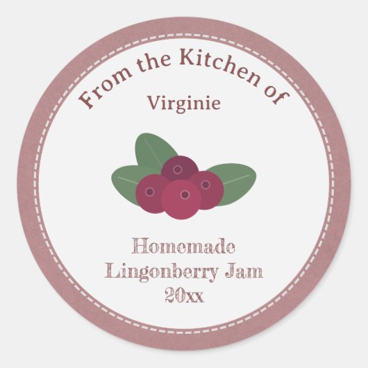 Rustic Lingonberry Jam Label Sticker (Voorkant)