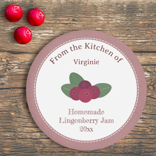Rustic Lingonberry Jam Label Sticker