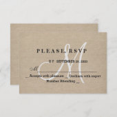 Rustic linnen canvas trouwmonogram initiële RSVP (Voorkant / Achterkant)