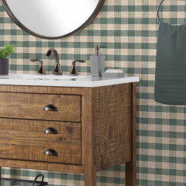 Rustic linnen look buffel check ruitpatroon blauw behang
