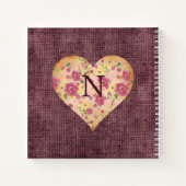 Rustic Linnen Monogram Bloemhart Mooie Notitieboek (Achterkant)