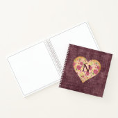 Rustic Linnen Monogram Bloemhart Mooie Notitieboek (Binnen)
