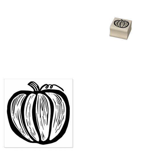 Rustic Lino-cut pomkin Herfst Halloween Rubberstempel (Gestempeld)