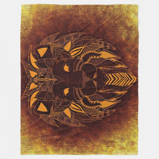Rustic Lion Head Fleece Deken (Voorkant)