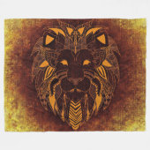 Rustic Lion Head Fleece Deken (Voorkant (Horizontaal))