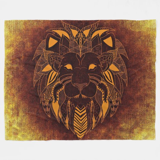 Rustic Lion Head Fleece Deken (Voorkant (Horizontaal))