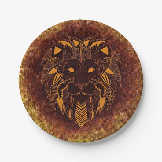Rustic Lion Head Papieren Bordje (Voorkant)