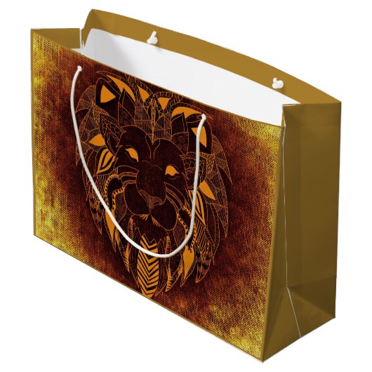 Rustic Lion Head Personal Groot Cadeauzakje (Achterkant Gekanteld)