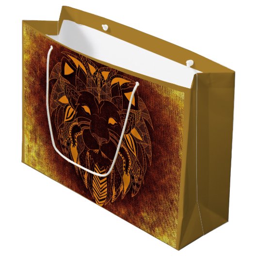 Rustic Lion Head Personal Groot Cadeauzakje (Voorkant Gekanteld)