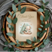 Rustic Little Adventurer Teddy Bear Beer Baby Bedankkaart