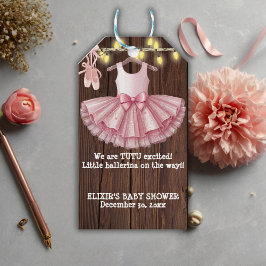 Rustic Little Ballerina Tutu Glitter Baby shower Cadeaulabel