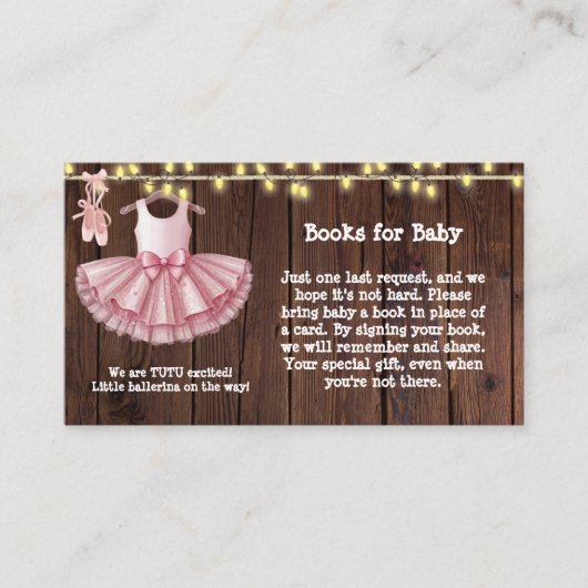 Rustic Little Ballerina Tutu Glitter Baby shower Informatiekaartje (Voorkant)