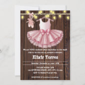 Rustic Little Ballerina Tutu Glitter Baby shower Kaart (Voorkant)