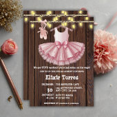 Rustic Little Ballerina Tutu Glitter Baby shower Kaart