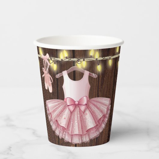 Rustic Little Ballerina Tutu Glitter Baby shower Papieren Bekers (Voorkant)