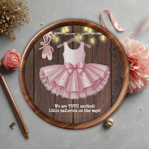 Rustic Little Ballerina Tutu Glitter Baby shower Papieren Bordje