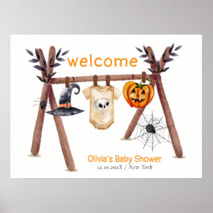 Rustic Little Boo Clothesline Baby shower Welkom Poster