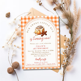 Rustic Little Bun Cinnamon Roll 1e verjaardagsfees Kaart