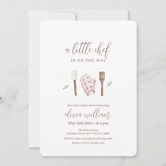 Rustic Little Chef Kitchen Stuff Baby shower Kaart (Voorkant)