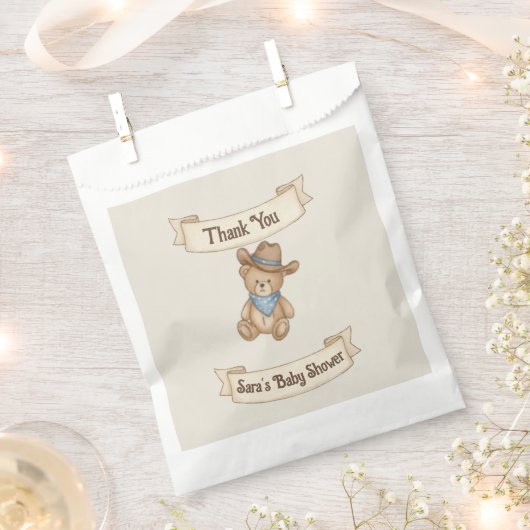 Rustic Little Cowboy Baby shower gunstzak Bedankzakje (Geknipt)