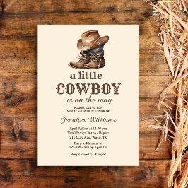 Rustic Little Cowboy Boots western baby shower Kaart