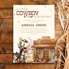 Rustic Little Cowboy Western Baby Shower Wild West Kaart