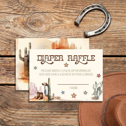 Rustic Little Cowboy Western Diaper Raffle Card Informatiekaartje