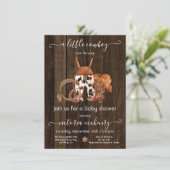 Rustic Little Cowboy Western Wood Baby shower Kaart (Staand voorkant)