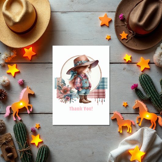 Rustic Little Cowgirl Baby shower Bedankkaart