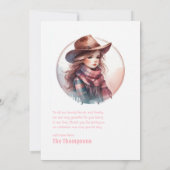 Rustic Little Cowgirl Baby shower Bedankkaart (Achterkant)