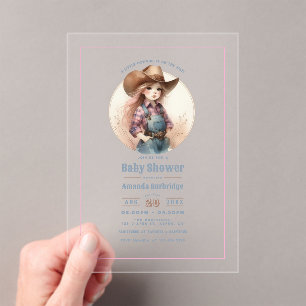 Rustic Little Cowgirl Western Baby shower Acryl Uitnodigingen