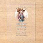 Rustic Little Cowgirl Western Baby shower Acryl Uitnodigingen (Voorkant)