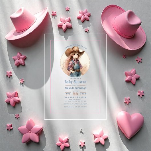 Rustic Little Cowgirl Western Baby shower Acryl Uitnodigingen