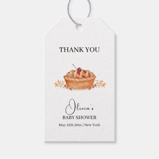 Rustic Little Cutie Pie Cherry Herfst Baby shower Cadeaulabel (Voorkant)