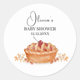 Rustic Little Cutie Pie Cherry Herfst Baby shower Ronde Sticker