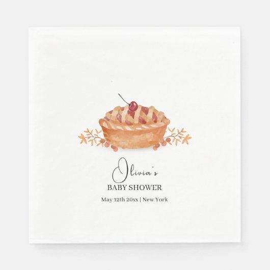 Rustic Little Cutie Pie Cherry Herfst Baby shower Servet (Voorkant)