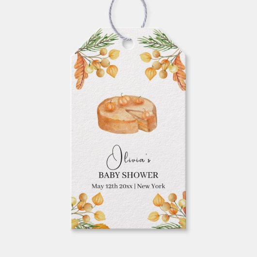 Rustic Little Cutie Pumpkin Pie Herfst Baby shower Cadeaulabel (Voorkant)