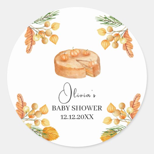 Rustic Little Cutie Pumpkin Pie Herfst Baby shower Ronde Sticker (Voorkant)