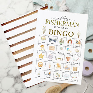 Rustic Little Fisherman Baby shower Bingo Kaart