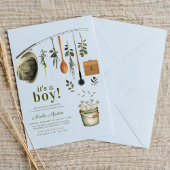 Rustic Little Fisherman Gevist Baby shower Kaart