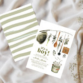 Rustic Little Fisherman Gevist Baby shower Kaart