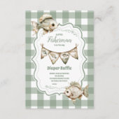 Rustic Little Fisherman Vist Diapper Raffle Informatiekaartje (Voorkant)