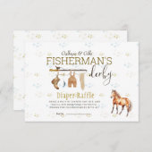 Rustic Little Fisherman's Derby Baby Luier Raffle Informatiekaartje (Voorkant / Achterkant)