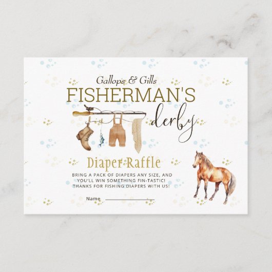 Rustic Little Fisherman's Derby Baby Luier Raffle Informatiekaartje (Voorkant)