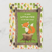 Rustic Little Fox Boy Baby shower Kaart (Voorkant / Achterkant)