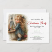 Rustic little girl awaiting Santa printable invite Kaart (Voorkant)