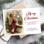 Rustic little girl awaiting Santa printable Xmas Feestdagenkaart